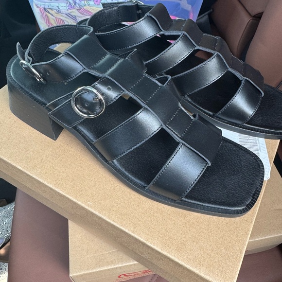 Anthropologie Black Strappy Sandals - Picture 2 of 2